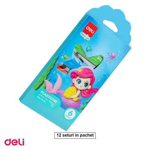 Set 12 seturi plastilina Deli 6 culori, 120g, cutie carton, pentru modelaj si lucru manual [0]