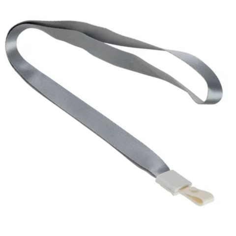 Identificare si Badge-uri - Set 12 Snururi Gri Textile Largi pentru Ecusoane, cu Capsa PVC, lungime 450mm, latime 15mm, Model 8353