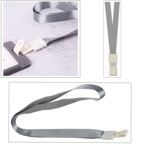 Set 12 Snururi Gri, Textile, pentru Ecusoane, cu Capsa PVC, lungime 450mm, latime 10mm, Model 8352 [2]