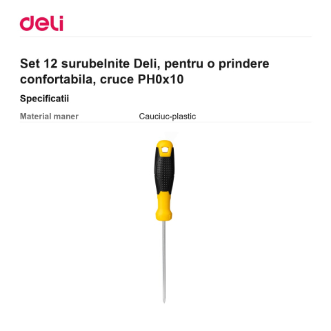Set 12 surubelnite Deli, pentru o prindere confortabila, cruce PH0x10 [2]