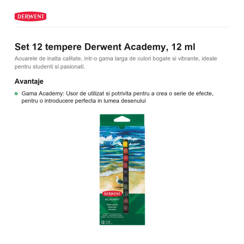 Set 12 tempere Derwent Academy, 12 ml [1]