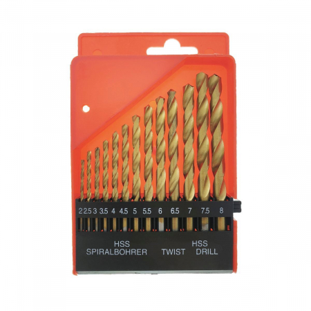 Set 13 burghie HSS Titan, DIN 338, pentru metal, de la 2 la 8mm, FAE-30768 [1]