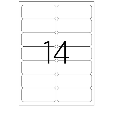 Set 1400 etichete autoadezive A4, 100 coli, 14 etichete/coala, 99.1x38.1 mm, albe, colturi drepte, pentru imprimante laser si inkjet, Tanex TW-2014 [1]