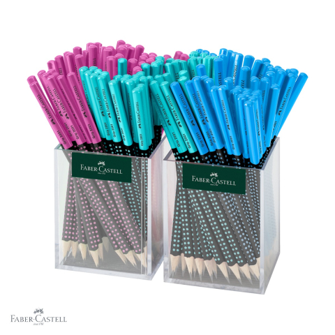 Creioane si ascutitori - Set 144 creioane grafit Faber-Castell Grip 2001 Two Tone, mina B, forma ergonomica triunghiulara, fara guma, cutie plastic