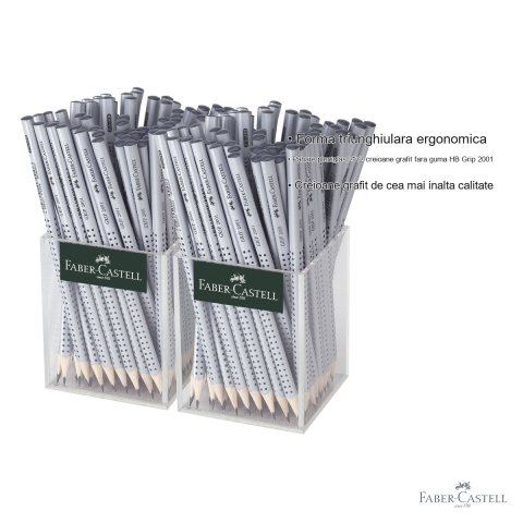 Set 144 creioane grafit fara guma Faber-Castell Grip 2001 HB, forma triunghiulara ergonomica, pentru scoala si birou [2]
