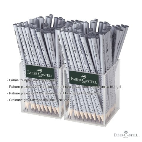 Set 144 creioane grafit fara guma Faber-Castell Grip 2001 HB, forma triunghiulara ergonomica, pentru scoala si birou [1]