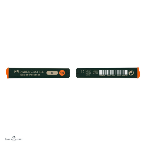 Set 144 mine creion 1 mm (0,9 mm), Faber-Castell Super-Polymer, duritate B, 12 tuburi, foarte rezistente la rupere, pentru linii negre intense [3]