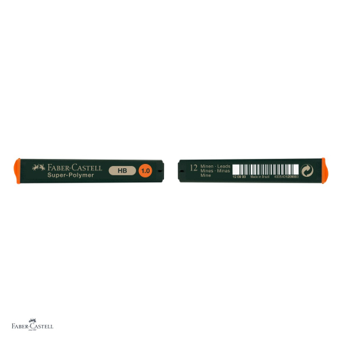 Set 144 mine creion 1 mm (0,9 mm), Faber-Castell Super-Polymer, duritate HB, 12 tuburi, foarte rezistente la rupere, pentru linii negre intense [3]