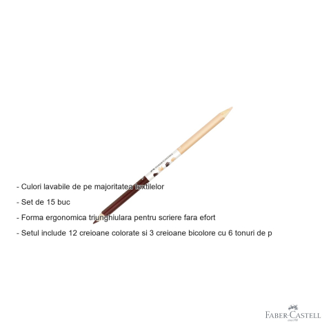 Set 15 creioane colorate Faber-Castell Children of the World, triunghiulare ergonomice cu tonuri de piele, pentru copii [1]