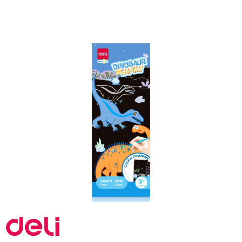Seturi si jocuri creative - Set 15 semne de carte razuibile Deli, model dinozauri colorati, activitate creativa pentru copii