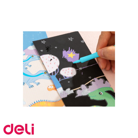 Set 15 semne de carte razuibile Deli, model dinozauri colorati, activitate creativa pentru copii [3]