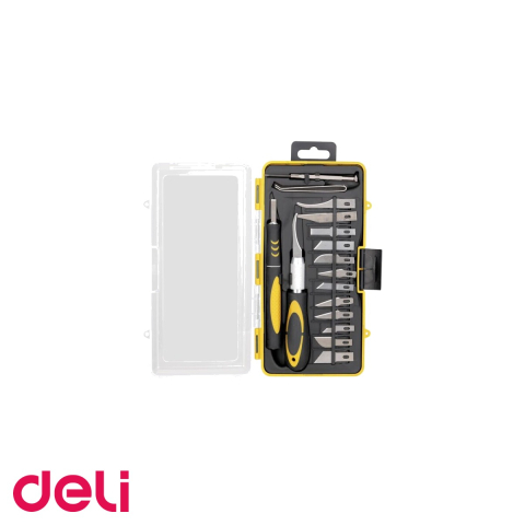 Instrumente de taiere - Set 16 cuttere pentru craft Deli, lama din otel de inalta calitate, pentru taiere precisa