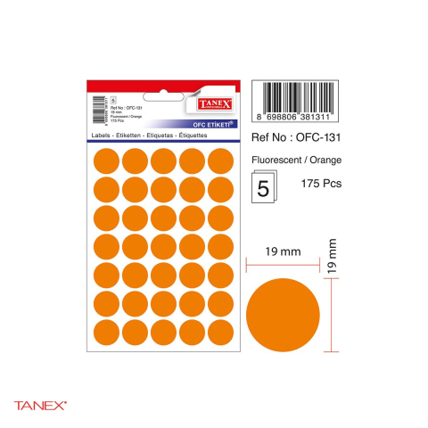 Set 1750 etichete autoadezive rotunde Tanex, diametru 19 mm, 10 seturi, portocalii [3]