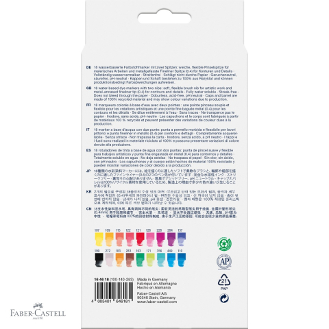 Set 18 markere solubile cu doua capete Faber-Castell Goldfaber, varf pensula si varf fin, pentru desen si ilustratie [3]