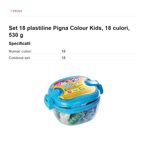 Set 18 plastiline Pigna Colour Kids, 18 culori, 530 g [2]