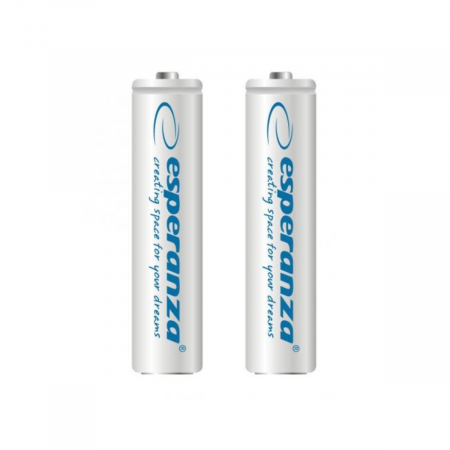 Baterii acumulatori standard - Set 2 acumulatori AAA (R3) Esperanza 92250, 1000mAh, Ni-MH, 1.2V, reincarcabili, albi