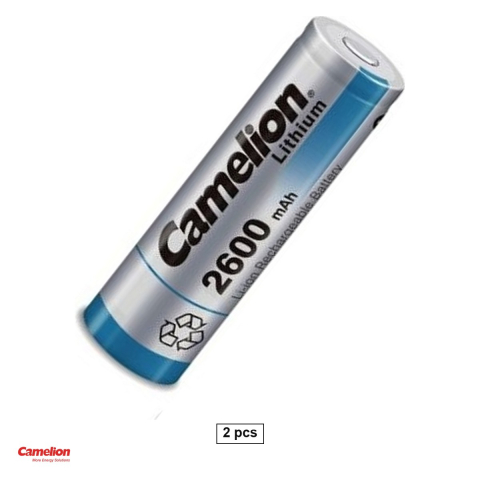 Energy - Set 2 acumulatori Li-Ion 18650 Camelion ICR18650F-26, 3.7 V, 2600 mAh, descarcare max. 5.4 A, 18.5 x 65 mm, 2 bucati bulk