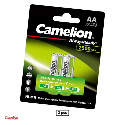 Energy - Set 2 acumulatori Ni-MH AA HR6 Camelion, 2500 mAh, 1.2 V, preincarcati, 14.5 x 50.5 mm, in blister
