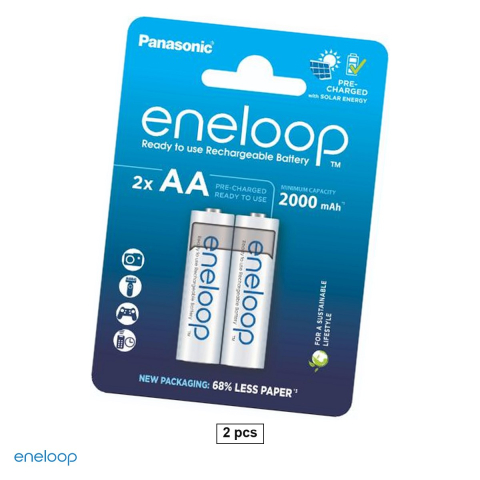 Energy - Set 2 acumulatori Ni-MH AA HR6 Eneloop BK-3MCDE, 2000 mAh, 1.2 V, preincarcati, 14.5 x 50.5 mm, pana la 2100 cicluri, in blister