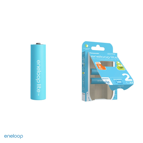 Set 2 acumulatori Ni-MH AA HR6 Eneloop lite BK-3LCCE, 950 mAh, 1.2 V, preincarcati, 14.5 x 50.5 mm, in blister [3]