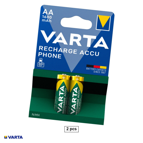 Energy - Set 2 acumulatori Ni-MH AA HR6 VARTA Recharge Accu Phone 58399, 1600 mAh, 1.2 V, preincarcati, 14.5 x 50.5 mm, in blister