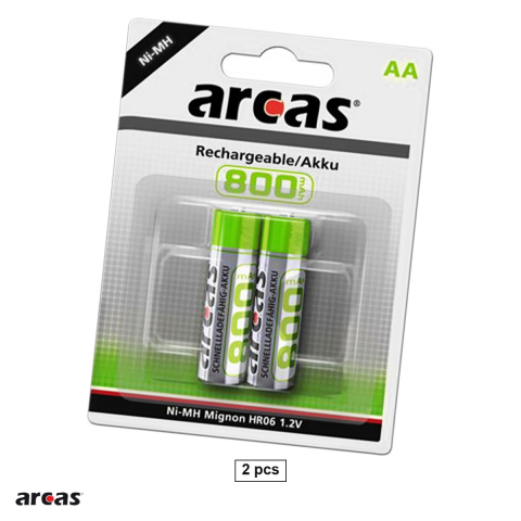 Energy - Set 2 acumulatori Ni-MH AAA HR03 Arcas Solar, 800 mAh, 1.2 V, preincarcati, 10.5 x 44.5 mm, in blister