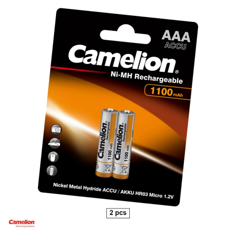 Energy - Set 2 acumulatori Ni-MH AAA HR03 Camelion NH-AAA1100-BP2, 1100 mAh, 1.2 V, preincarcati, 10.5 x 44.5 mm, in blister