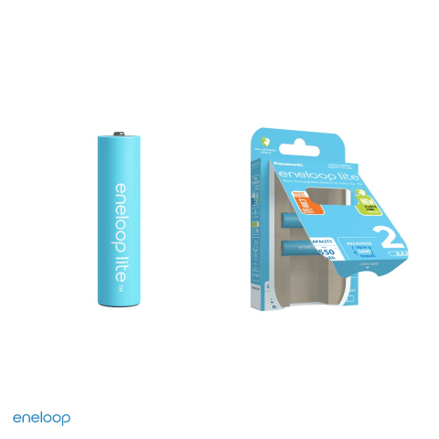 Set 2 acumulatori Ni-MH AAA HR03 Eneloop lite BK-4LCCE, 550 mAh, 1.2 V, preincarcati, 10.5 x 44.5 mm, in blister [3]