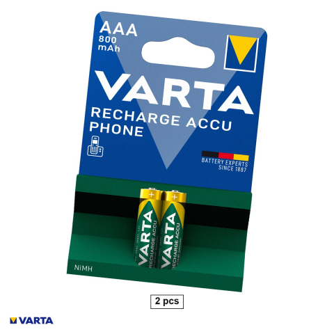 Energy - Set 2 acumulatori Ni-MH AAA HR03 VARTA Recharge Accu Phone 58398, 800 mAh, 1.2 V, preincarcati, 10.5 x 44.5 mm, in blister