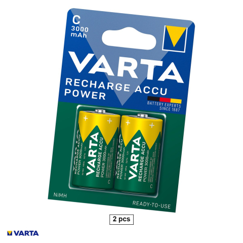 Energy - Set 2 acumulatori VARTA Recharge Accu Power C HR14, Ni-MH, 1.2 V, 3000 mAh, preincarcati, gata de folosire, in blister