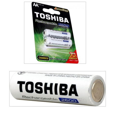 Set 2 Baterii Acumulatori Toshiba AA Reincarcabile, 2600 mAh, Ready To Use, Pentru Dispozitive cu Consum Mare, Cu Ciclu Lung de Viata [1]