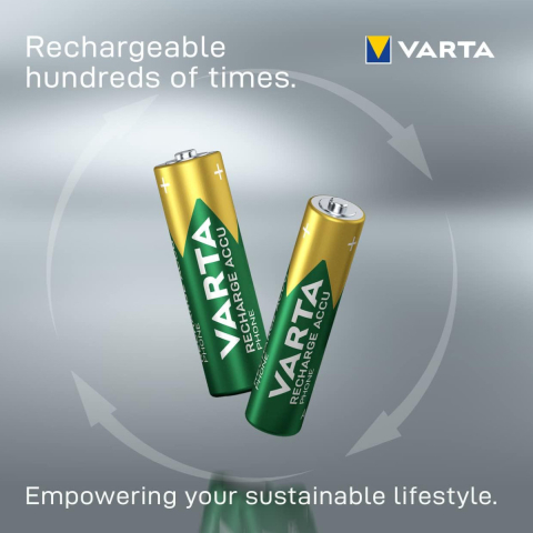 Set 2 Baterii Acumulatori Varta AAA Reincarcabile, 800 mAh, Cu Tehnologie Ready to Use, Pentru Dispozitive Casnice si Electronice Personale, Cu Auto-descarcare Foarte Redusa [1]