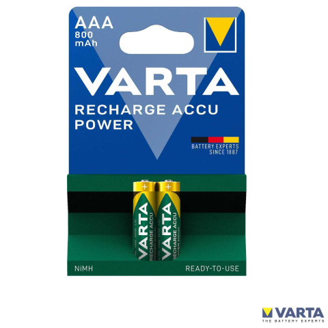 Acumulator R3 / AAA - Set 2 Baterii Acumulatori Varta AAA Reincarcabile, 800 mAh, Cu Tehnologie Ready to Use, Pentru Dispozitive Casnice si Electronice Personale, Cu Auto-descarcare Foarte Redusa