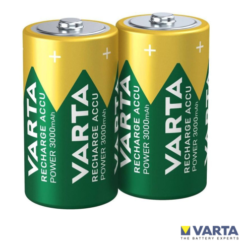 Set 2 Baterii Acumulatori Varta R20/D Reincarcabile, 3000 mAh, Cu Tehnologie Ready to Use, Pentru Lanterne, Jucarii si Dispozitive High-Drain, Cu Auto-descarcare Foarte Redusa [1]