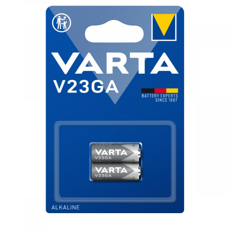 Baterii Alcaline A23 MN21 - Set 2 baterii alcaline 23A, 12V, VARTA V23GA, in blister