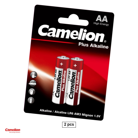 Energy - Set 2 baterii alcaline AA LR6 Camelion Plus Alkaline, 1.5 V, 14.5 x 50.5 mm, in blister