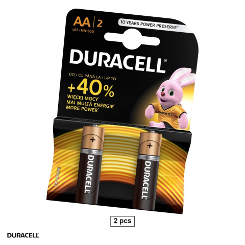 Energy - Set 2 baterii alcaline AA LR6 Duracell, 1.5 V, 14.5 x 50.5 mm, in blister