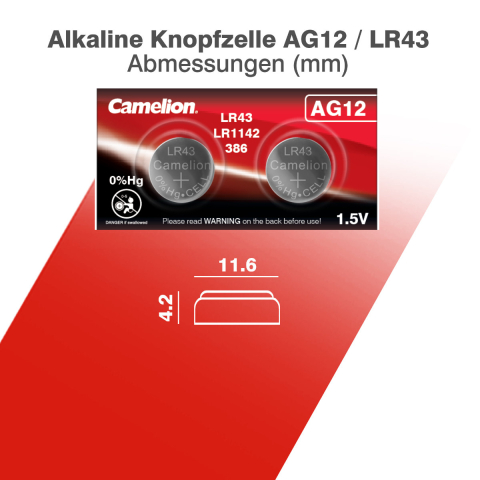 Set 2 Baterii Alcaline Buton AG12 LR43 1.5V 105mAh, Autonomie Exceptionala, pentru Calculatoare, Jucarii, Aparate Medicale [4]
