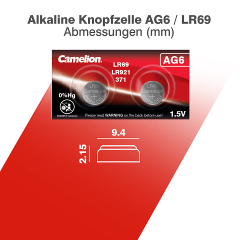 Set 2 Baterii Alcaline Buton AG6 LR921 1.5V 45mAh, pentru Calculatoare, Jucarii, Dispozitive Medicale, Dimensiuni 9.5x2.1mm [4]