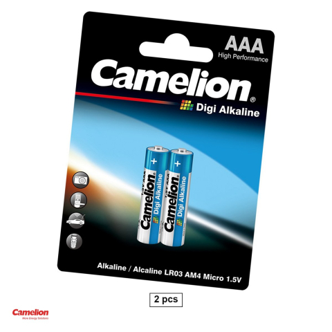 Energy - Set 2 baterii alcaline Camelion Digi Alkaline AAA LR03, 1.5 V, 10.5 x 44.5 mm, in blister