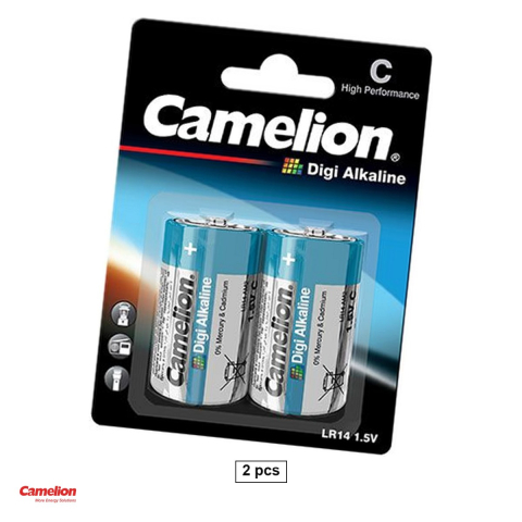 Energy - Set 2 baterii alcaline Camelion Digi Alkaline C LR14, 1.5 V, 26.2 x 50 mm, in blister