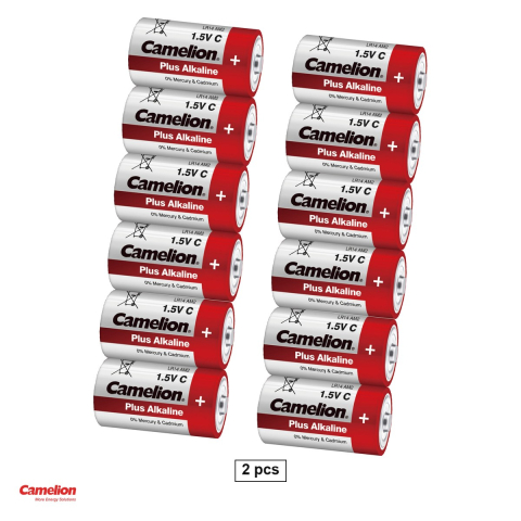 Energy - Set 2 baterii alcaline Camelion Plus C LR14, 1.5 V, 26.2 x 50 mm, bulk