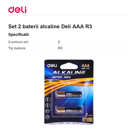 Set 2 baterii alcaline Deli AAA R3 [2]