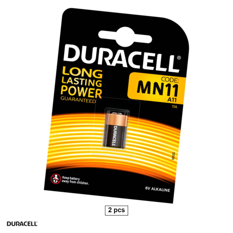 Baterii Alcaline speciale (LR11, LR9, 4LR61, LR61) - Set 2 baterii alcaline Duracell 11A MN11 A11 E11A, 6 V, 10 x 16 mm, 2 blistere