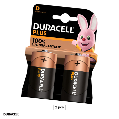 Energy - Set 2 baterii alcaline Duracell D LR20, 1.5 V, 34.2 x 61.5 mm, in blister