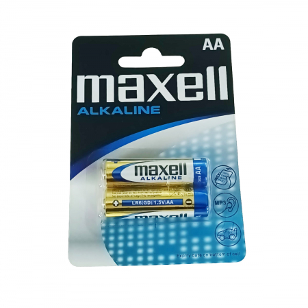 Baterii Alcaline LR06  - Set 2 baterii alcaline LR06 tip AA, Maxell, in blister