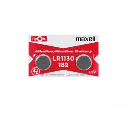 Energy - Set 2 baterii alcaline Maxell LR1130 / AG10 (289), 1.5V, diametru 11.6mm, grosime 5.4mm, low drain, in blister