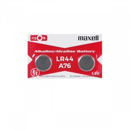 Energy - Set 2 baterii alcaline Maxell LR44 / AG13 (A76), 1.5V, diametru 11.6mm, grosime 5.4mm, low drain, in blister