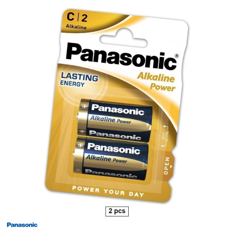 Energy - Set 2 baterii alcaline Panasonic Alkaline Power C LR14, 1.5 V, 26.2 x 50 mm, in blister