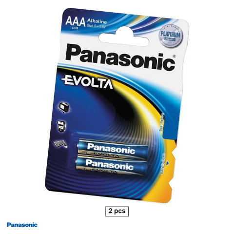 Energy - Set 2 baterii alcaline Panasonic Evolta AAA LR03, 1.5 V, 10.5 x 44.5 mm, in blister